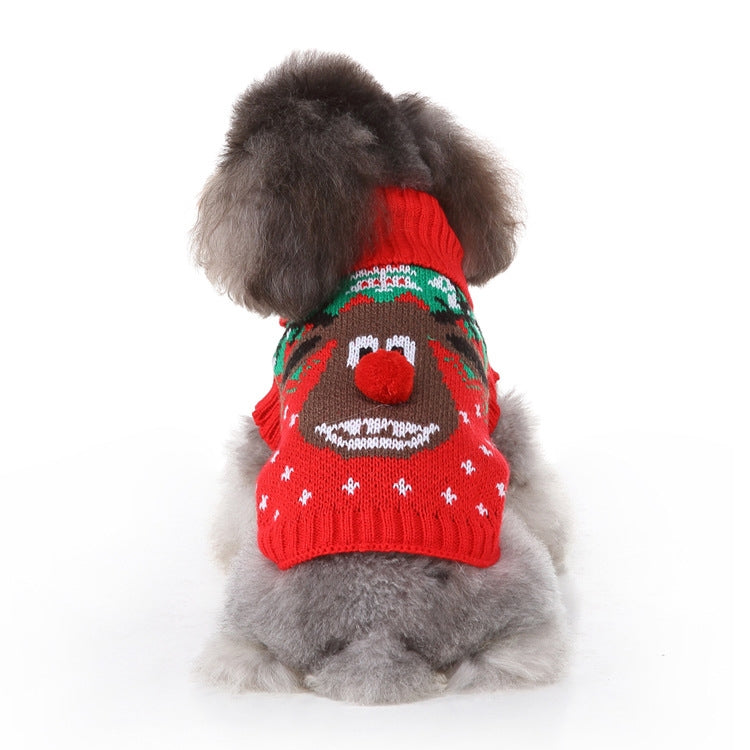 Christmas Reindeer Dog Sweater – Warm Winter Knitwear for Pets