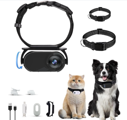 Pet Collar Camera HD 1080P – 120° Wide-Angle Video Recorder for Dogs & Cats