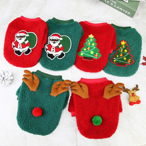 Christmas Pet Sweater – Cozy Cashmere-Style Fleece Outfit for Small & Medium Dogs