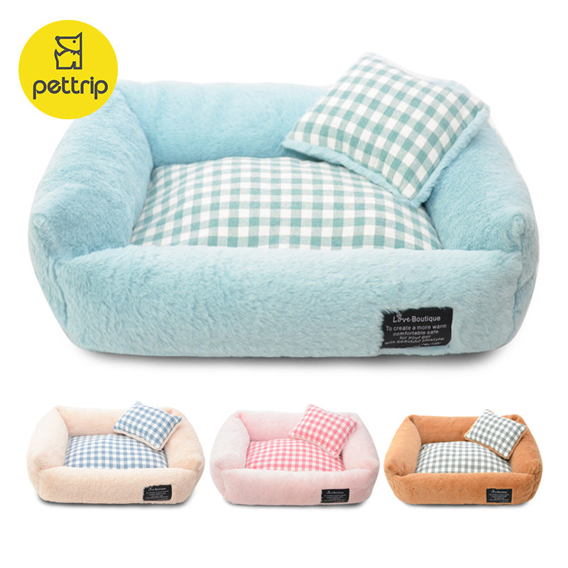 Velvet Pet Bed – Removable & Washable Nest with Non-Slip Waterproof Base