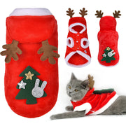 Christmas Reindeer Pet Costume – Warm Coral Fleece Outfit for Dogs & Cats