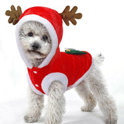 Christmas Reindeer Pet Costume – Warm Coral Fleece Outfit for Dogs & Cats